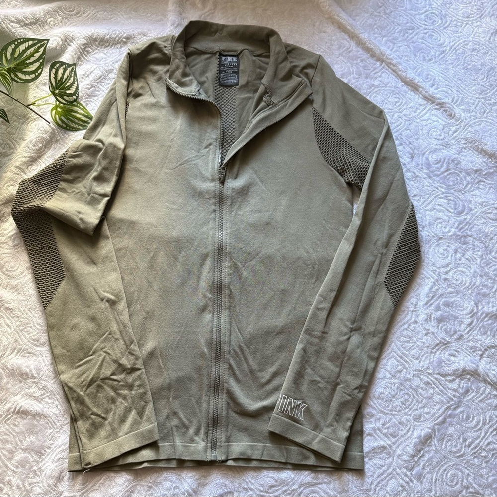 Victoria’s Secret PINK Olive Green Seamless Jacket Women’s Size M - Picture 2 of 8